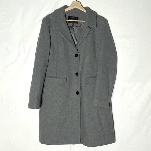 1 Madison Luxe Outerwear Grey Wool Blend Long Overcoat XL - Picture 1 of 12